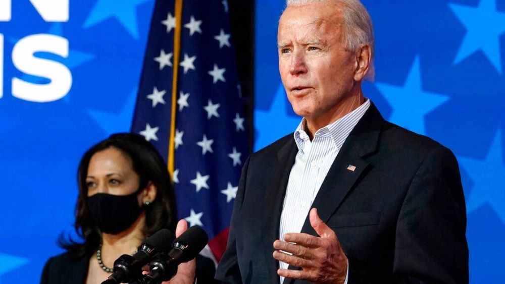 Joe biden us president candidate claim win and say people stay calm