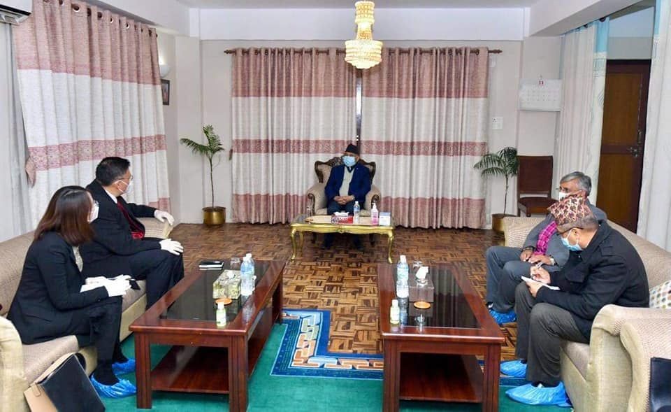 chinese delegate meet kp oli